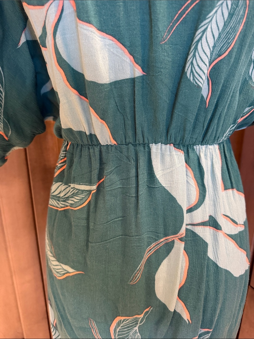 Roxy Brand Teal Floral V-Neck Dress - Picture 4 of 4